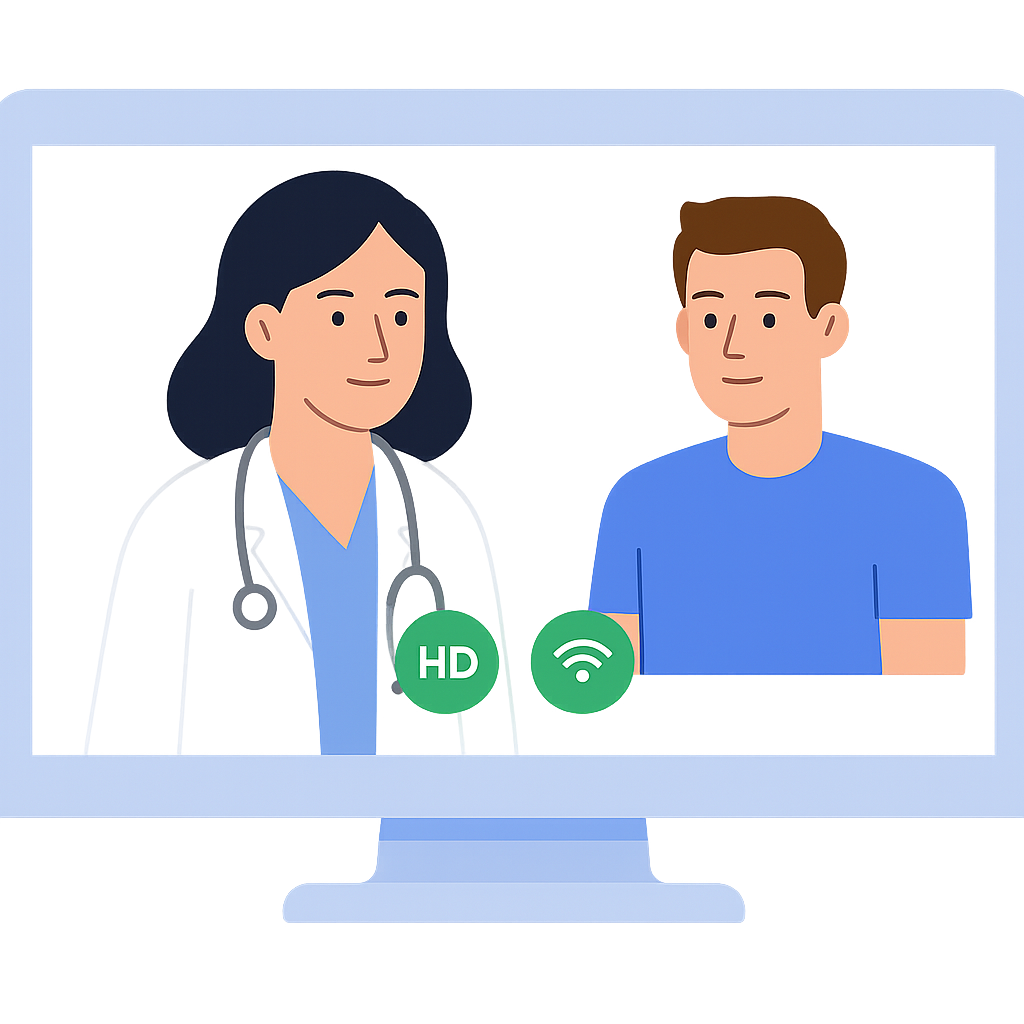 Video consultation on monitor